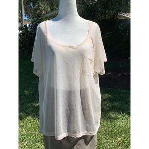NWT INHABIT Beige Knit Crew Neck Tee S